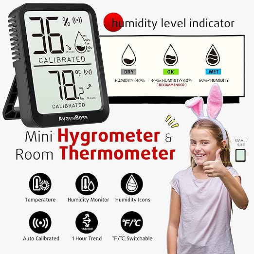 Ayala Boss Indoor Thermometer and Hygrometer (Humidity Monitor)