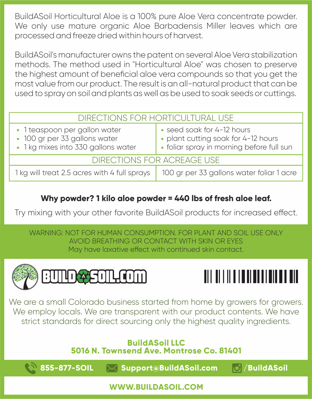 BuildASoil Horticultural Aloe 1 oz.