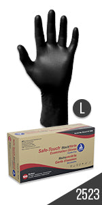 Dynarex Safe-Touch Black Nitrile Examination Gloves - Power Free